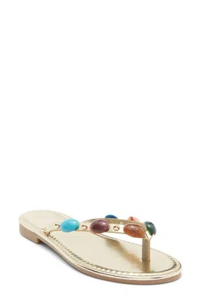 Top Moda Aria Studded Flip Flop In Gold