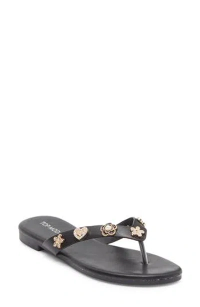 Top Moda Bessie Embellished Flip Flop In Black