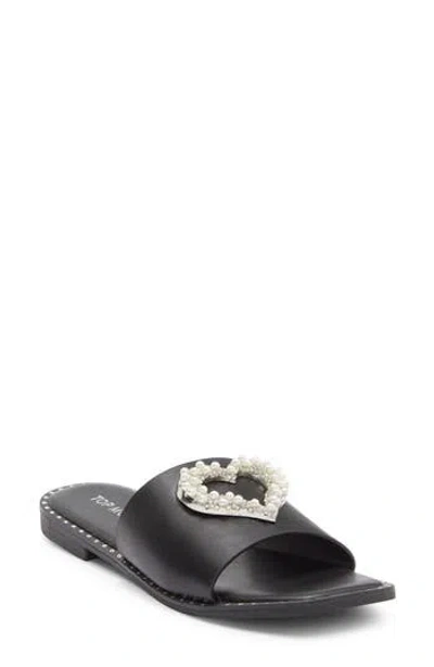 Top Moda Esme Heart Slide Sandal In Black