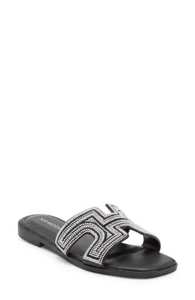 Top Moda Louise Embellished Slide Sandal In Black