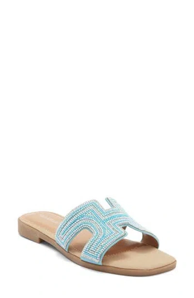 Top Moda Louise Embellished Slide Sandal In Blue