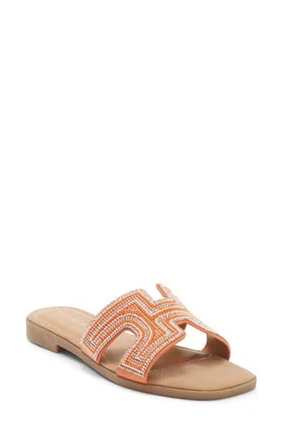 Top Moda Louise Embellished Slide Sandal In Brown