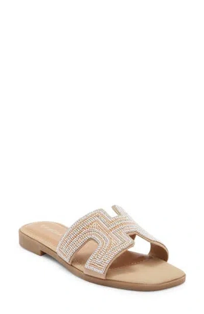 Top Moda Louise Embellished Slide Sandal In Brown