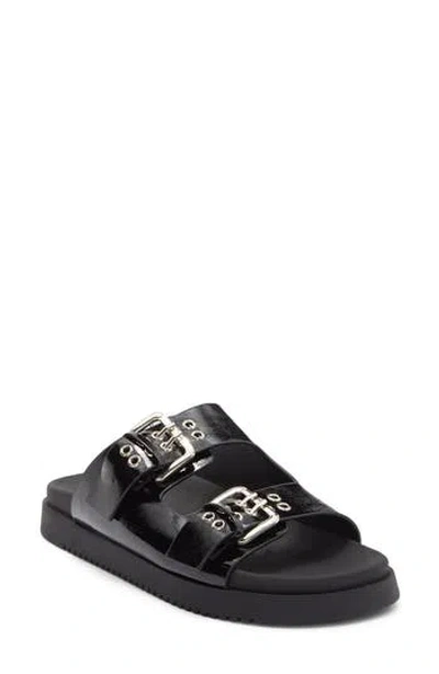 Top Moda Lyon Buckle Slide Sandal In Black