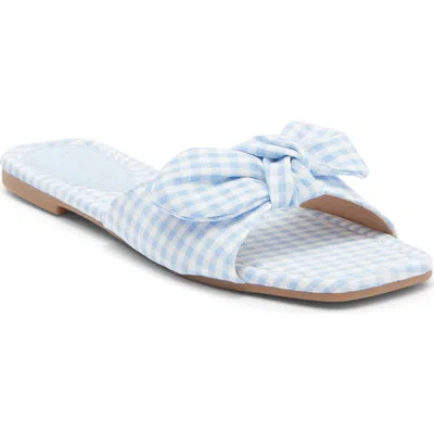 Top Moda Penny Gingham Bow Slide Sandal In Blue