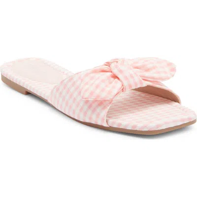 Top Moda Penny Gingham Bow Slide Sandal In Pink