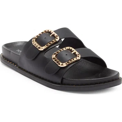 Top Moda Sailor Double Strap Slide Sandal In Black