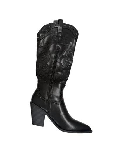 Top Moda Women's Studded Cowgirl Boots In Black