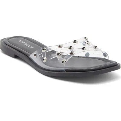 Top Moda Zita Rhinestone Strap Slide Sandal In Gray