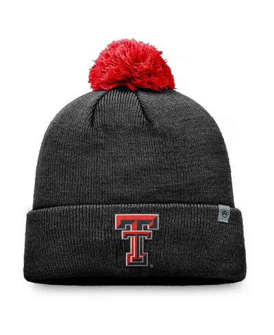 Top Of The World Kids' Big Boys And Girlsâ Black Texas Tech Red Raiders Tow Cuffed With Pom Knit Hat