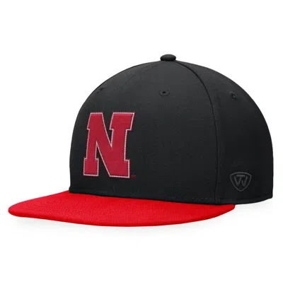 Top Of The World Black Nebraska Huskers Fitted Hat
