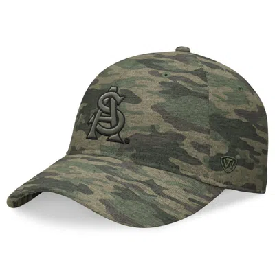 Top Of The World Camo Arizona State Sun Devils Oht Military Appreciation Hound Adjustable Hat In Green