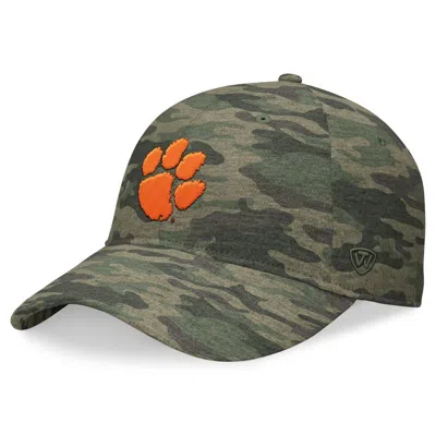 Top Of The World Camo Clemson Tigers Oht Military Appreciation Hound Adjustable Hat In Green