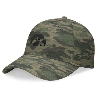 Top Of The World Camo Iowa Hawkeyes Oht Military Appreciation Hound Adjustable Hat In Green