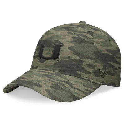 Top Of The World Camo Miami Hurricanes Oht Military Appreciation Hound Adjustable Hat In Blue