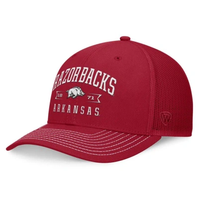 Top Of The World Cardinal Arkansas Razorbacks Carson Trucker Adjustable Hat In Red
