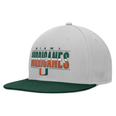 Top Of The World Gray Miami Hurricanes Hudson Snapback Hat In Plgy,fldgr