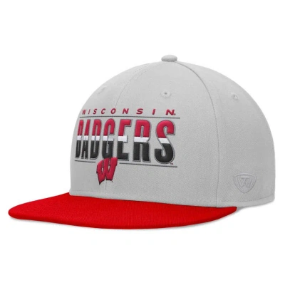 Top Of The World Gray Wisconsin Badgers Hudson Snapback Hat