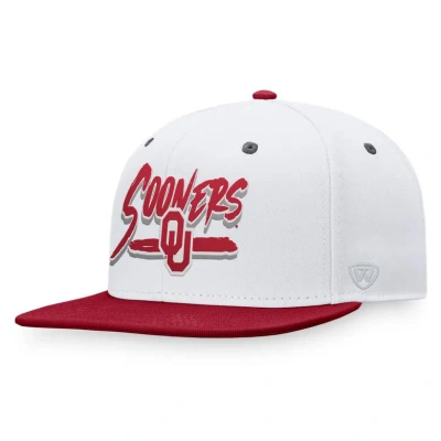 Top Of The World Gray/cardinal Oklahoma Sooners Sea Snapback Hat In White