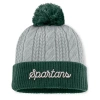 Top Of The World Women's Gray/green Michigan State Spartans Becca Cuffed Knit Hat With Pom In Gray