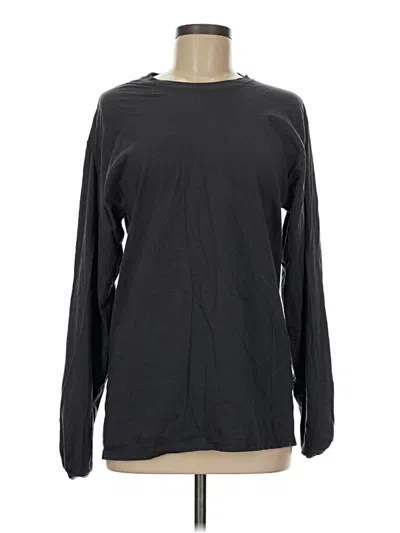 Pre-owned Top Of The World Long Sleeve Top Black Crew Neck Tops