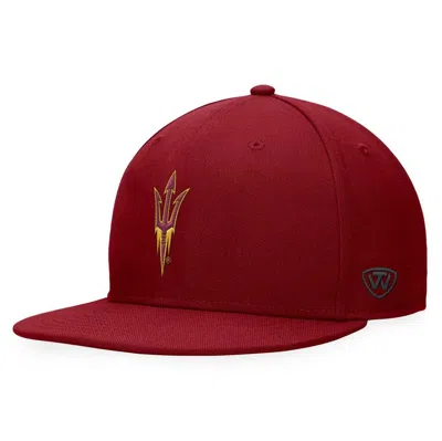 Top Of The World Maroon Arizona State Sun Devils Fitted Hat In Red