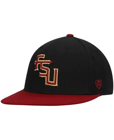 Top Of The World Men's Black And Garnet Florida State Seminoles Team Color Two-tone Fitted Hat In Black,garnet