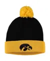 Top Of The World Men's Black And Gold Iowa Hawkeyes Core 2-tone Cuffed Knit Hat With Pom In Black,gold