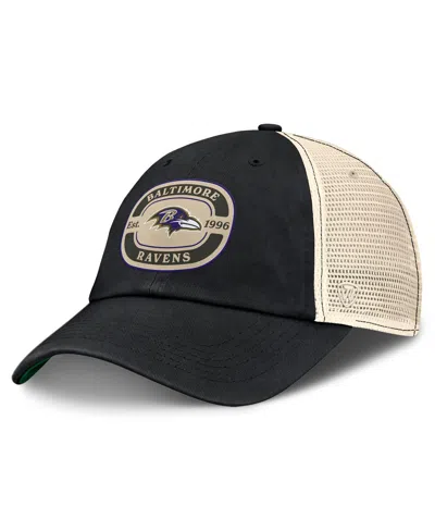 Top Of The World Men's Black Baltimore Ravens Team Patch Adjustable Hat In Black,natural