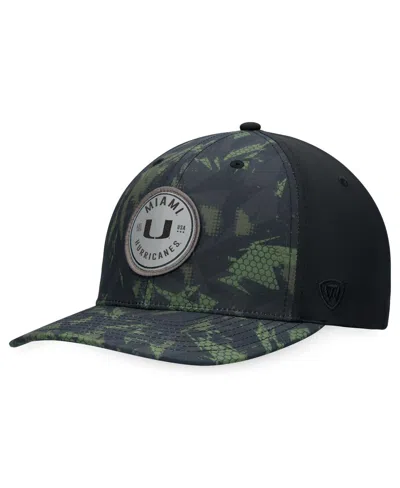 Top Of The World Men's Black Miami Hurricanes Oht Military Appreciation Camo Render Flex Hat