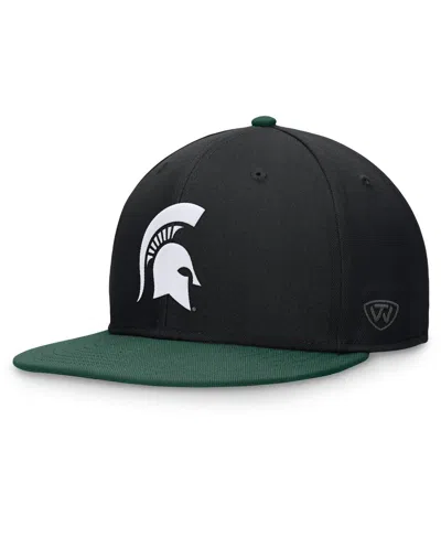 Top Of The World Men's Black/green Michigan State Spartans Rally Two-tone Fitted Hat In Multi
