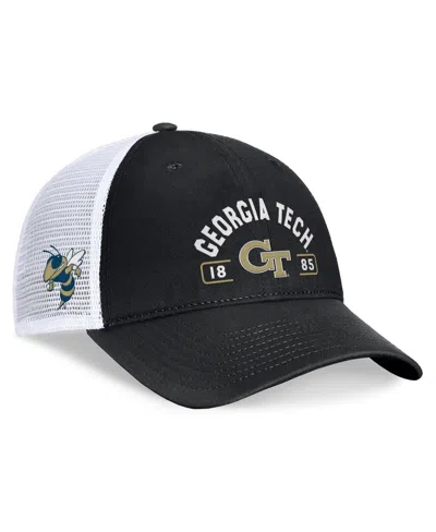 Top Of The World Men's Black/white Georgia Tech Yellow Jackets Free Kick Trucker Adjustable Hat