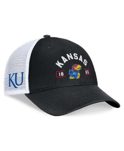 Top Of The World Men's Black/white Kansas Jayhawks Free Kick Trucker Adjustable Hat