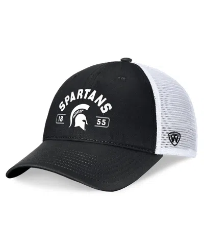 Top Of The World Men's Black/white Michigan State Spartans Free Kick Trucker Adjustable Hat