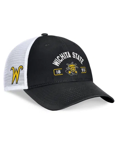 Top Of The World Men's Black/white Wichita State Shockers Free Kick Trucker Adjustable Hat In Black,white