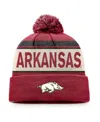 Top Of The World Men's Cardinal Arkansas Razorbacks Prime Cuffed With Pom Knit Hat In Cardinal,cream