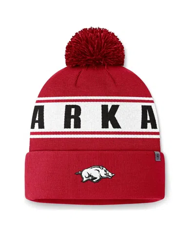 Top Of The World Men's Cardinal Arkansas Razorbacks Slash Cuffed Pom With Knit Hat In Red