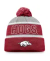 Top Of The World Men's Cardinal Arkansas Razorbacks Two-tone Cuffed Pom With Knit Hat In Red