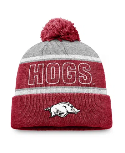 Top Of The World Men's Cardinal Arkansas Razorbacks Two-tone Cuffed Pom With Knit Hat In Red