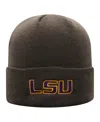 Top Of The World Men's Charcoal Lsu Tigers Logo Cuffed Knit Hat In Brown