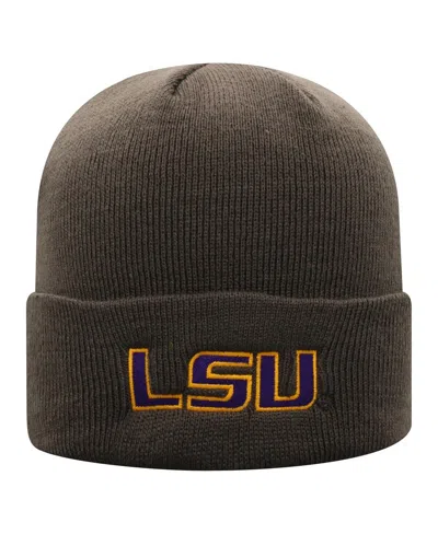 Top Of The World Men's Charcoal Lsu Tigers Logo Cuffed Knit Hat In Brown