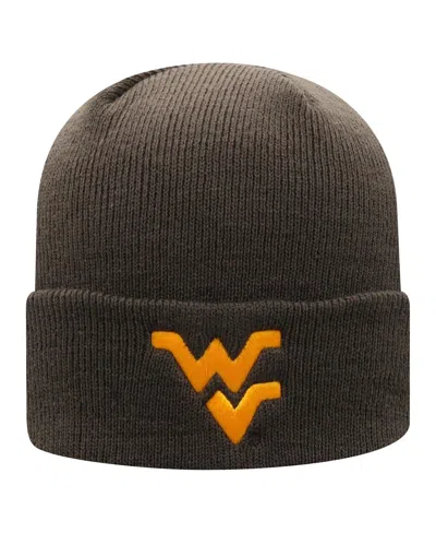 Top Of The World Men's Charcoal West Virginia Mountaineers Logo Cuffed Knit Hat In Green