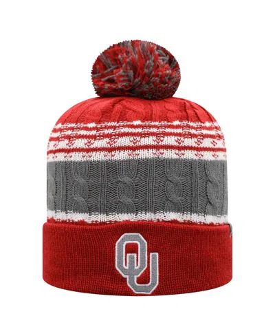 Top Of The World Men's Crimson Oklahoma Sooners Altitude Cuffed Pom With Knit Hat In Red