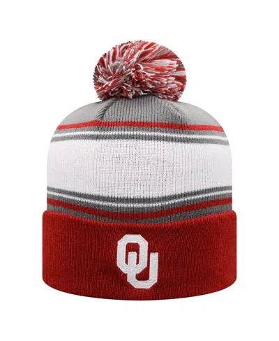 Top Of The World Men's Crimson Oklahoma Sooners Ambient Cuffed With Pom Knit Hat In Multi