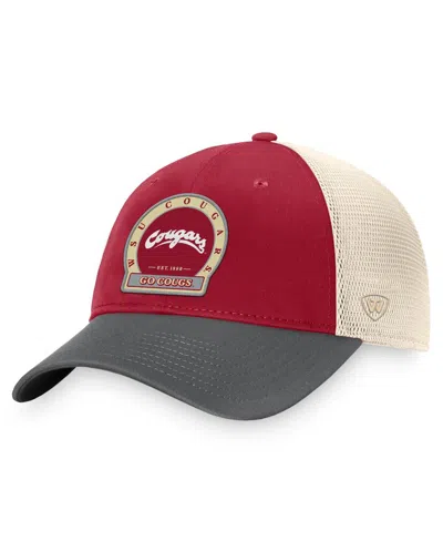 Top Of The World Men's Crimson Washington State Cougars Refined Trucker Adjustable Hat In Crimson,gray