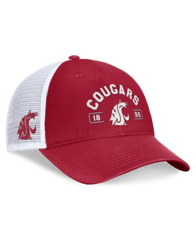 Top Of The World Men's Crimson/white Washington State Cougars Free Kick Trucker Adjustable Hat In Crimson,white