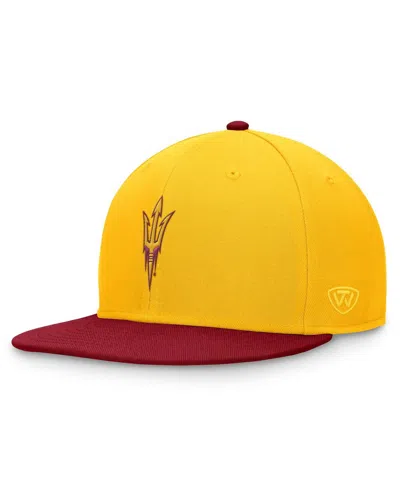 Top Of The World Men's Gold/maroon Arizona State Sun Devils Rally Two-tone Fitted Hat In Gold,maroon