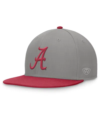 Top Of The World Men's Gray/crimson Alabama Crimson Tide Rally Two-tone Fitted Hat In Gray,crimson