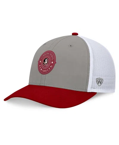 Top Of The World Men's Gray/garnet Florida State Seminoles Rob Trucker Adjustable Hat In Gray,garnet