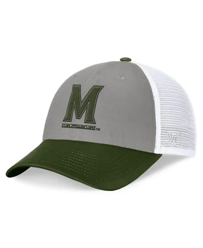 Top Of The World Men's Gray/green Maryland Terrapins Oht Military Appreciation Badge Trucker Adjustable Hat In Gray,green